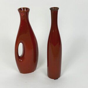 Tall Slender Vases Terra Cotta Southwest Decor Ceramic Set of 2